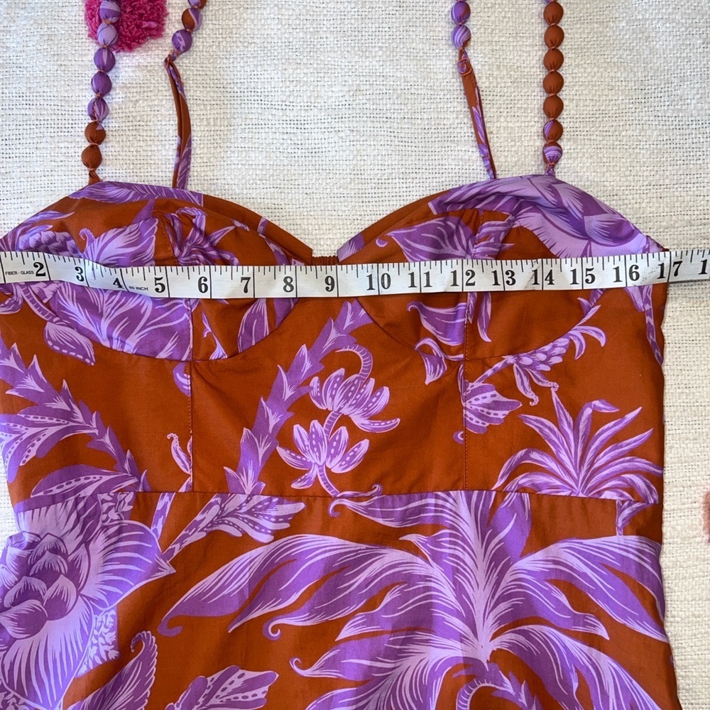 FARM Rio Tropical Colorblock Pineapple Floral Tiered Midi Dress Large - Picture 9 of 16